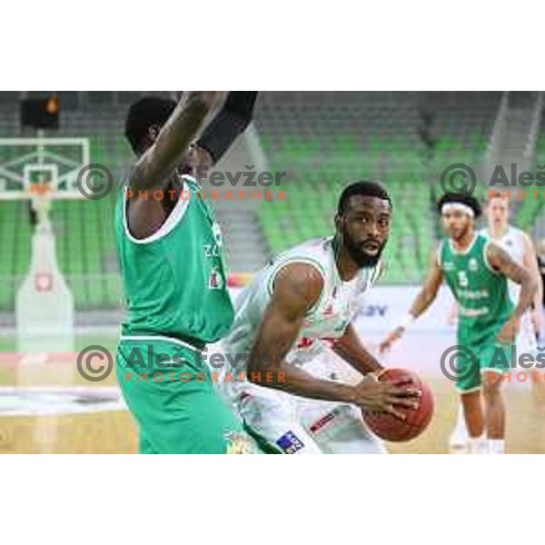 action during Nova KBM league basketball match between Petrol Olimpija and Zlatorog Lasko in Stozice, Ljubljana, Slovenia on February 4, 2019