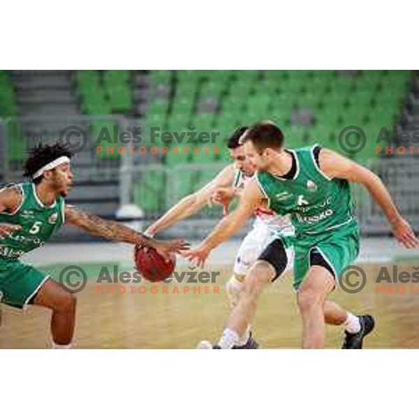 action during Nova KBM league basketball match between Petrol Olimpija and Zlatorog Lasko in Stozice, Ljubljana, Slovenia on February 4, 2019