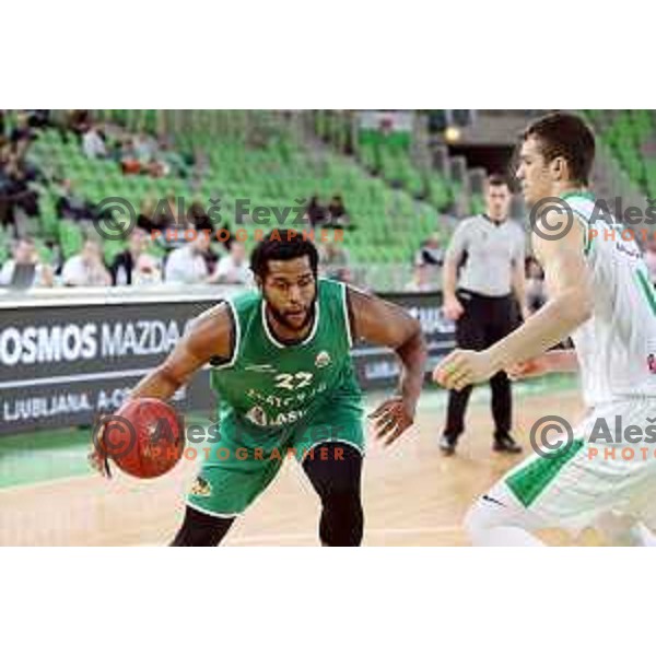action during Nova KBM league basketball match between Petrol Olimpija and Zlatorog Lasko in Stozice, Ljubljana, Slovenia on February 4, 2019