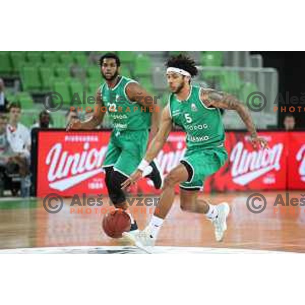 action during Nova KBM league basketball match between Petrol Olimpija and Zlatorog Lasko in Stozice, Ljubljana, Slovenia on February 4, 2019