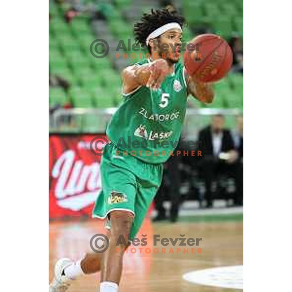 action during Nova KBM league basketball match between Petrol Olimpija and Zlatorog Lasko in Stozice, Ljubljana, Slovenia on February 4, 2019