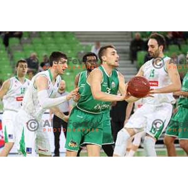 action during Nova KBM league basketball match between Petrol Olimpija and Zlatorog Lasko in Stozice, Ljubljana, Slovenia on February 4, 2019