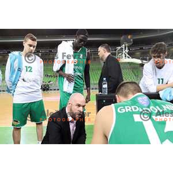 Chris Thomas, head coach of Zlatorog Lasko during Nova KBM league basketball match between Petrol Olimpija and Zlatorog Lasko in Stozice, Ljubljana, Slovenia on February 4, 2019
