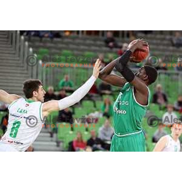 action during Nova KBM league basketball match between Petrol Olimpija and Zlatorog Lasko in Stozice, Ljubljana, Slovenia on February 4, 2019