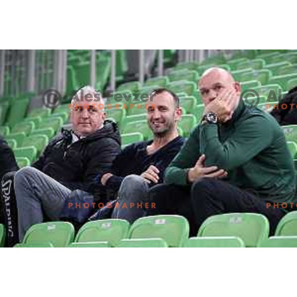 Sasa Doncic, Ivica Jurkovic and Neven Spahija during Nova KBM league basketball match between Petrol Olimpija and Zlatorog in Stozice, Ljubljana, Slovenia on February 4, 2019