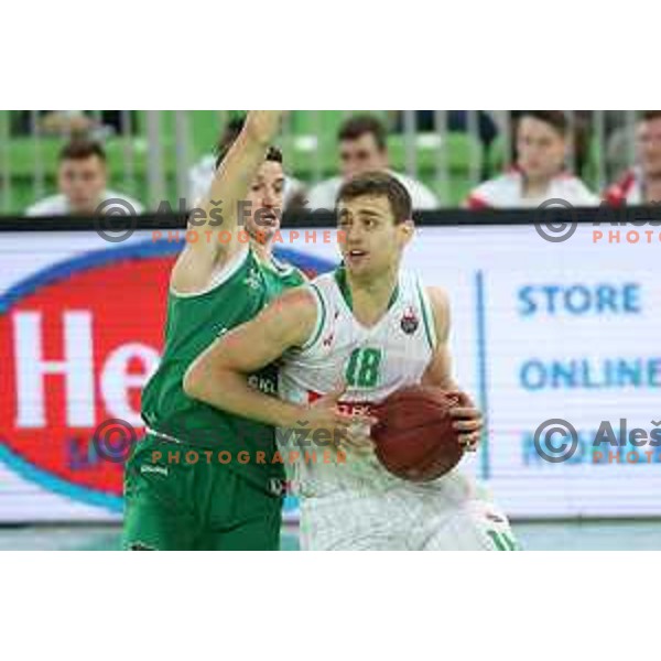 action during Nova KBM league basketball match between Petrol Olimpija and Zlatorog Lasko in Stozice, Ljubljana, Slovenia on February 4, 2019
