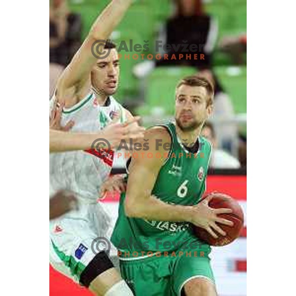 action during Nova KBM league basketball match between Petrol Olimpija and Zlatorog Lasko in Stozice, Ljubljana, Slovenia on February 4, 2019