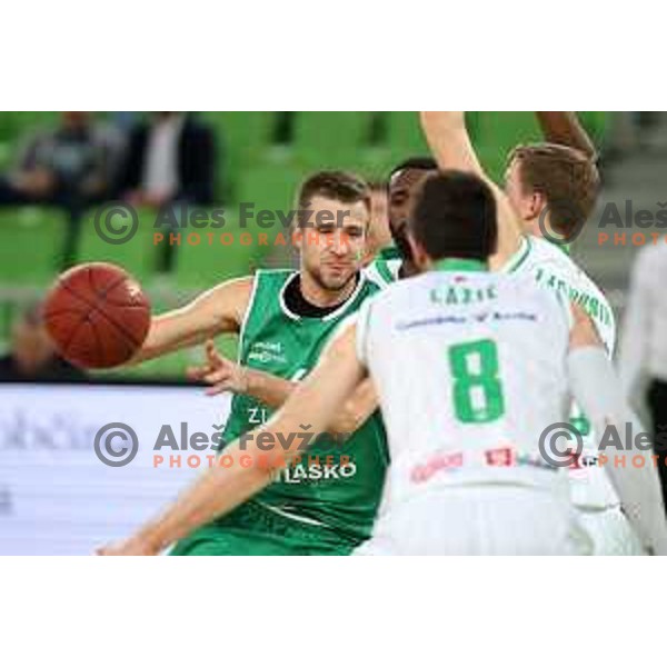 action during Nova KBM league basketball match between Petrol Olimpija and Zlatorog Lasko in Stozice, Ljubljana, Slovenia on February 4, 2019