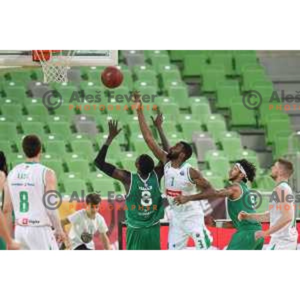 action during Nova KBM league basketball match between Petrol Olimpija and Zlatorog Lasko in Stozice, Ljubljana, Slovenia on February 4, 2019