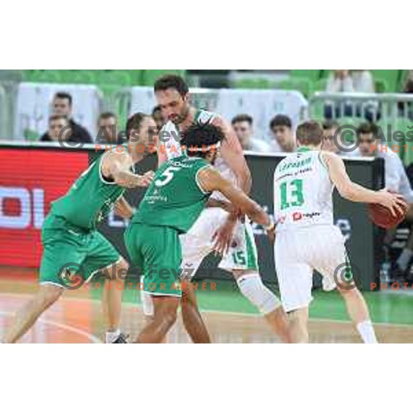 action during Nova KBM league basketball match between Petrol Olimpija and Zlatorog Lasko in Stozice, Ljubljana, Slovenia on February 4, 2019