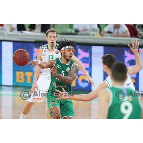 action during Nova KBM league basketball match between Petrol Olimpija and Zlatorog Lasko in Stozice, Ljubljana, Slovenia on February 4, 2019