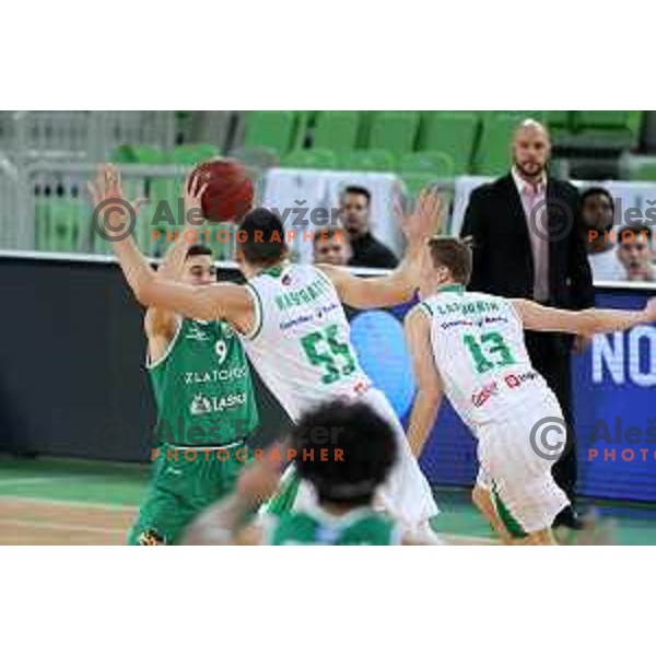 action during Nova KBM league basketball match between Petrol Olimpija and Zlatorog Lasko in Stozice, Ljubljana, Slovenia on February 4, 2019