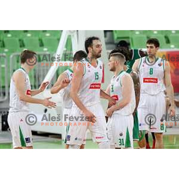 action during Nova KBM league basketball match between Petrol Olimpija and Zlatorog Lasko in Stozice, Ljubljana, Slovenia on February 4, 2019