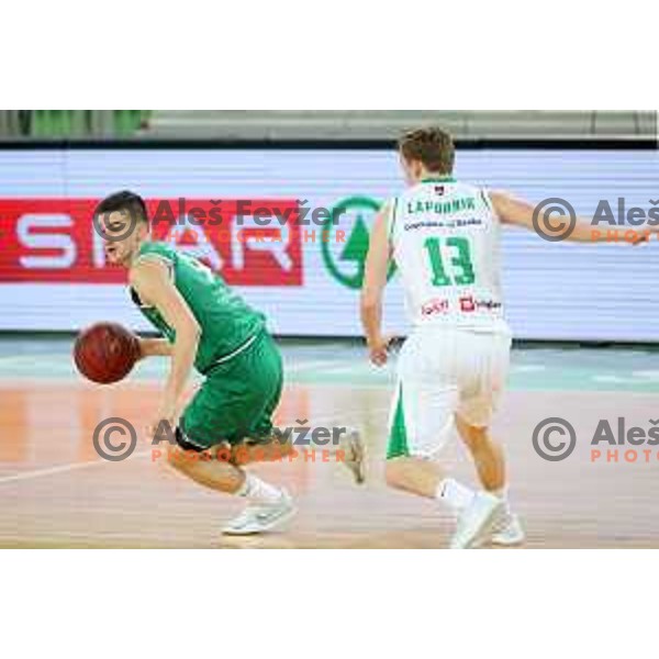 action during Nova KBM league basketball match between Petrol Olimpija and Zlatorog Lasko in Stozice, Ljubljana, Slovenia on February 4, 2019