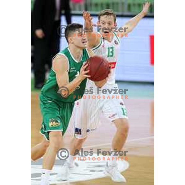 action during Nova KBM league basketball match between Petrol Olimpija and Zlatorog Lasko in Stozice, Ljubljana, Slovenia on February 4, 2019