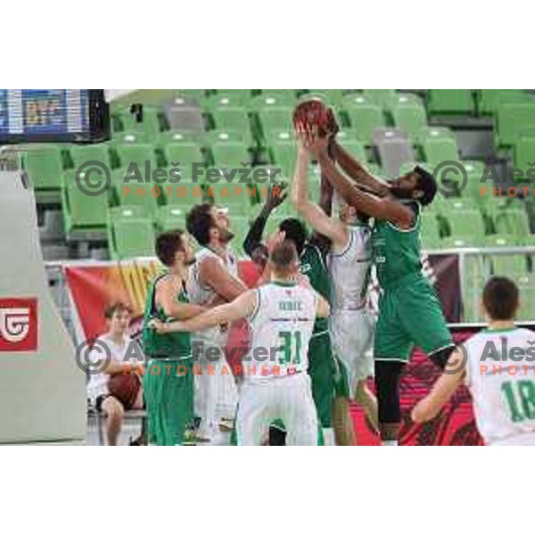 action during Nova KBM league basketball match between Petrol Olimpija and Zlatorog in Stozice, Ljubljana, Slovenia on February 4, 2019