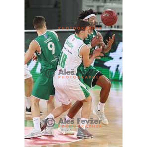 action during Nova KBM league basketball match between Petrol Olimpija and Zlatorog in Stozice, Ljubljana, Slovenia on February 4, 2019