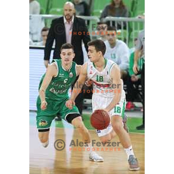 action during Nova KBM league basketball match between Petrol Olimpija and Zlatorog in Stozice, Ljubljana, Slovenia on February 4, 2019