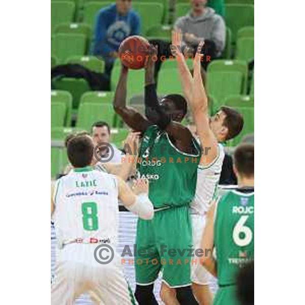 action during Nova KBM league basketball match between Petrol Olimpija and Zlatorog in Stozice, Ljubljana, Slovenia on February 4, 2019