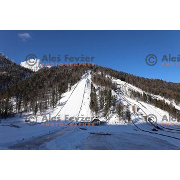 Ski flying and ski jumping hill in Planica, Slovenia on February 5, 2019