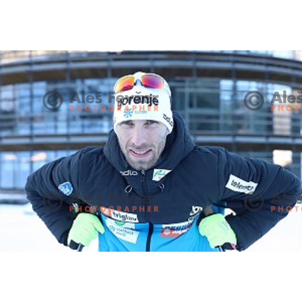 Nejc Brodar, head coach of Slovenia Cross-country team during practice session in Planica, Slovenia on February 5, 2019
