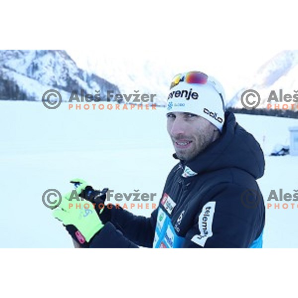 Nejc Brodar, head coach of Slovenia Cross-country team during practice session in Planica, Slovenia on February 5, 2019