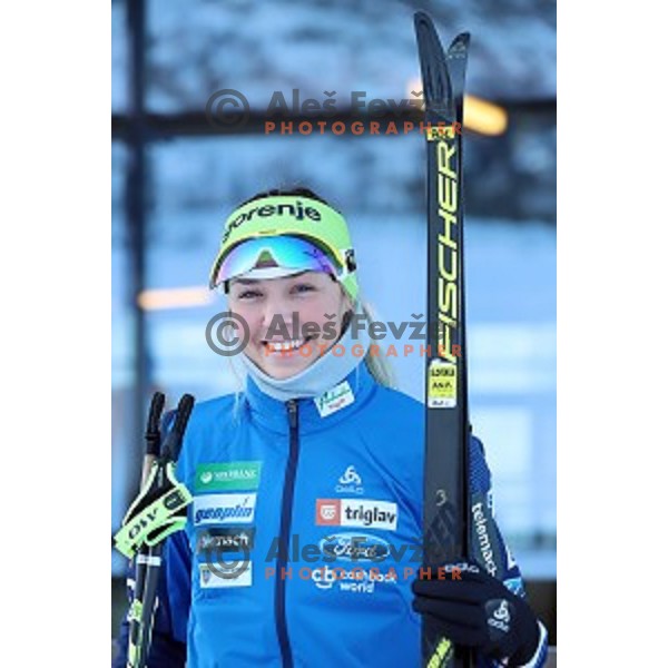 Anamarija Lampic of Slovenia Cross-country team during practice session in Planica, Slovenia on February 5, 2019