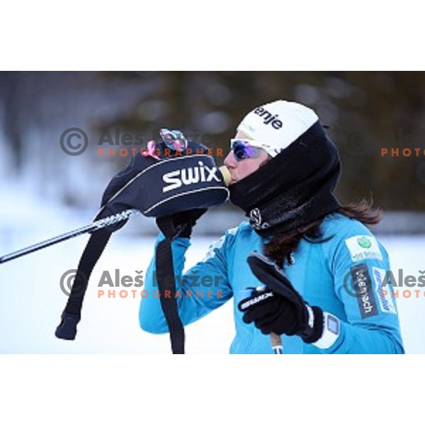 Katja Visnar of Slovenia Cross-country team during practice session in Planica, Slovenia on February 5, 2019