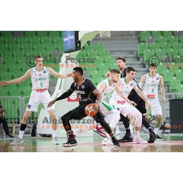 of Petrol Olimpija in action during FIBA Champions League basketball match between Petrol Olimpija and Besiktas Sompo Japan in Stozice Hall, Ljubljana on February 6, 2019