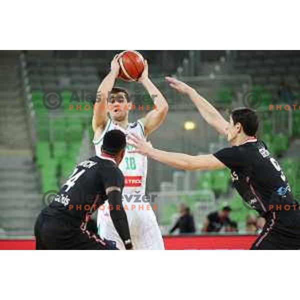 Roko Badzim of Petrol Olimpija in action during FIBA Champions League basketball match between Petrol Olimpija and Besiktas Sompo Japan in Stozice Hall, Ljubljana on February 6, 2019
