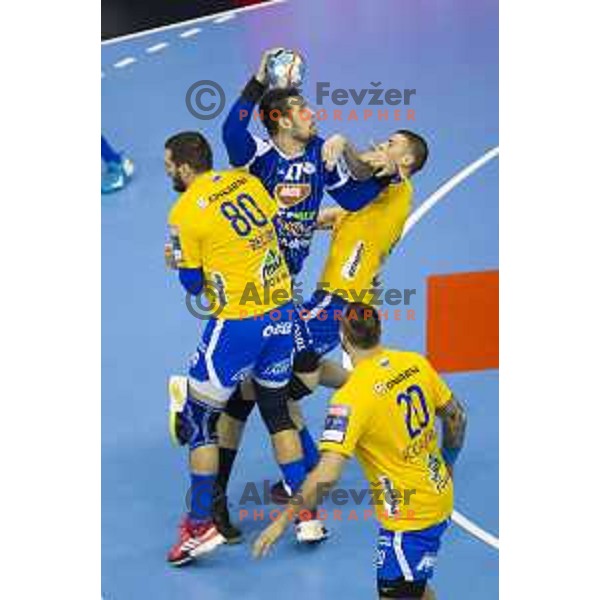 in action during handball match between Celje PL and MOL Pick Szeged, Velux EHF Champions League 2018/19, played in Zlatorog Arena, Celje, Slovenia on February 10, 2018