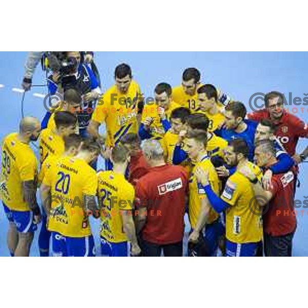 in action during handball match between Celje PL and MOL Pick Szeged, Velux EHF Champions League 2018/19, played in Zlatorog Arena, Celje, Slovenia on February 10, 2018