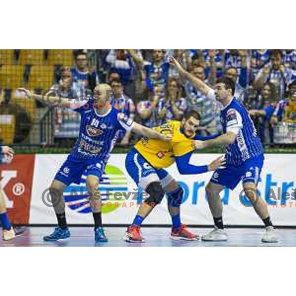 Kristian Beciri in action during handball match between Celje PL and MOL Pick Szeged, Velux EHF Champions League 2018/19, played in Zlatorog Arena, Celje, Slovenia on February 10, 2018