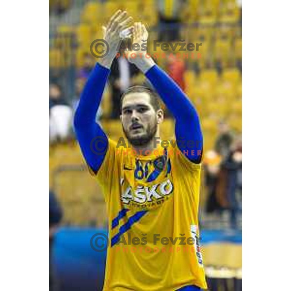 Kristian Beciri after the handball match between Celje PL and MOL Pick Szeged, Velux EHF Champions League 2018/19, played in Zlatorog Arena, Celje, Slovenia on February 10, 2018