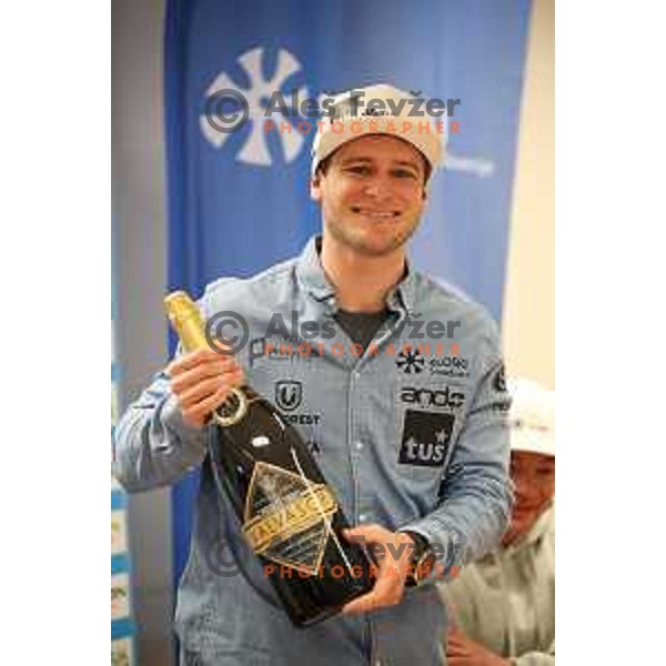 Tim Mastnak, silver medalist from Giant Slalom Snowboard World Championships in USA during press conference in Ljubljana, Slovenia on February 11, 2019