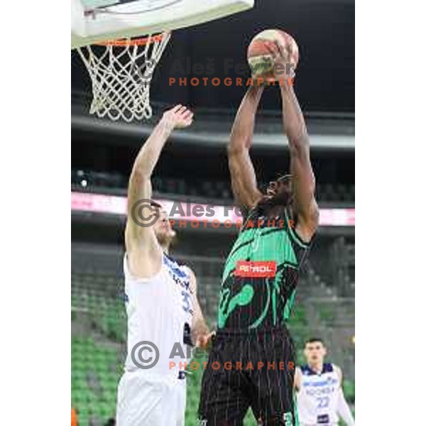of Petrol Olimpija in action during ABA league basketball match between Petrol Olimpija and Igokea in SRC Stozice, Ljubljana on February 11, 2019