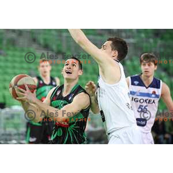 Jan Span of Petrol Olimpija in action during ABA league basketball match between Petrol Olimpija and Igokea in SRC Stozice, Ljubljana on February 11, 2019