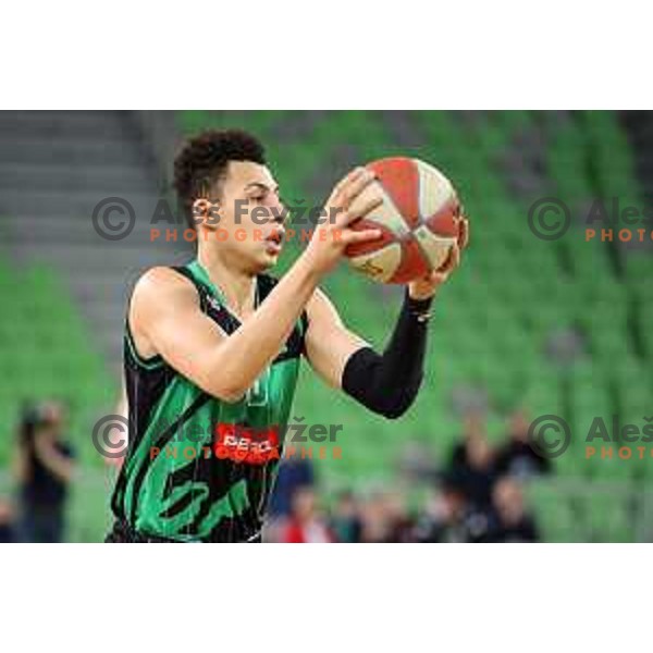 Yussuf Sanon of Petrol Olimpija in action during ABA league basketball match between Petrol Olimpija and Igokea in SRC Stozice, Ljubljana on February 11, 2019