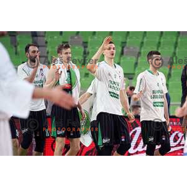 of Petrol Olimpija in action during ABA league basketball match between Petrol Olimpija and Igokea in SRC Stozice, Ljubljana on February 11, 2019