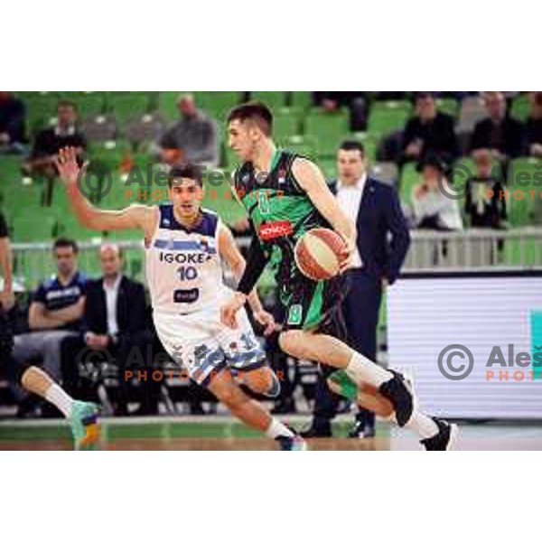 of Petrol Olimpija in action during ABA league basketball match between Petrol Olimpija and Igokea in SRC Stozice, Ljubljana on February 11, 2019