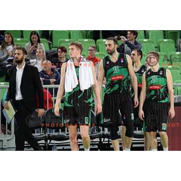Luka Samanic, Mirza Begic, Domen Lorbek and Miha Lapornik of Petrol Olimpija during ABA league basketball match between Petrol Olimpija and Igokea in SRC Stozice, Ljubljana on February 11, 2019