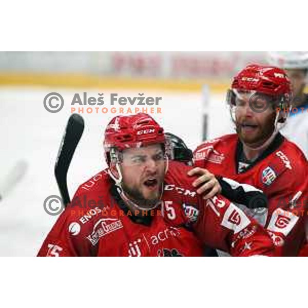 Mathieu Gagnon in action during Alps League ice-hockey match between Acroni Jesenice and SZ Olimpija in Podmezakla Hall, Jesenice, Slovenia on February 12, 2019
