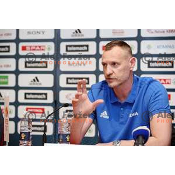 Rado Trifunovic talks KZS press conference before SPAR Cup and Slovenia basketball team in World Cup qualification matches in Ljubljana on Febraury 14, 2019