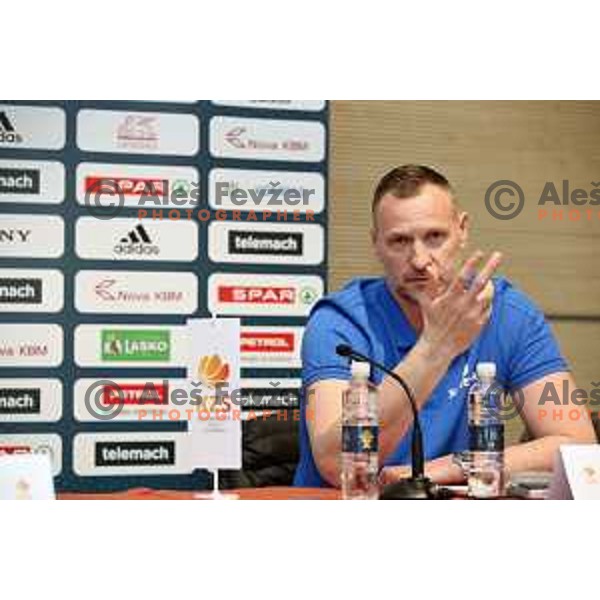 Rado Trifunovic talks KZS press conference before SPAR Cup and Slovenia basketball team in World Cup qualification matches in Ljubljana on Febraury 14, 2019