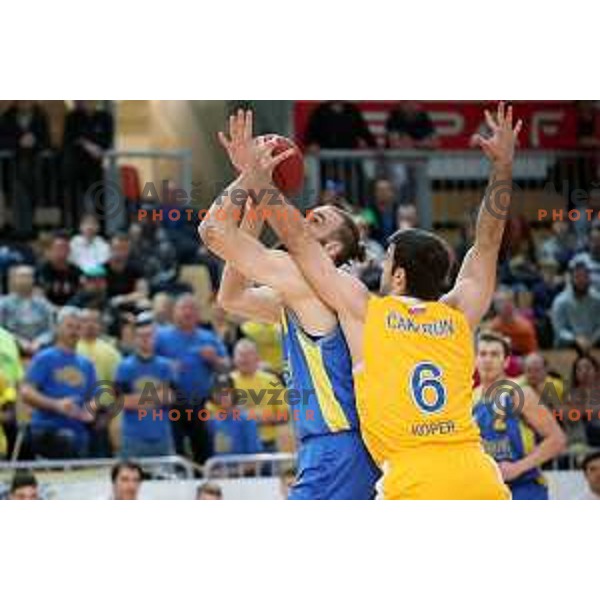Milojko Vasilic and Marjan Cakarun in action during Spar Cup Final basketball match between Sixt Primorska and Hopsi Polzela in Bonifika Hall, Koper, Slovenia on February 17, 2019