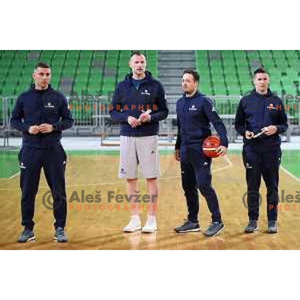 Jernej Valentincic, Rado Trifunovic, Aleksander Sekulic and Jaka Lakovic during Slovenia National team practice session in Stozice hall, Ljubljana, Slovenia on February 18, 2019