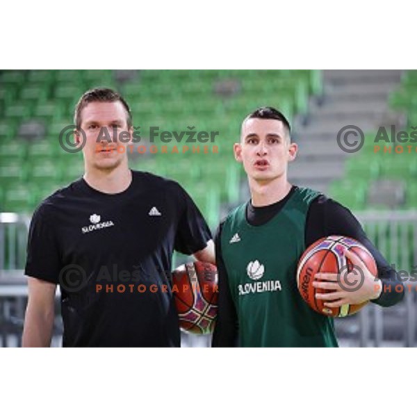 Gregor Hrovat and Jan Span at Slovenia National team practice session in Stozice hall, Ljubljana, Slovenia on February 18, 2019