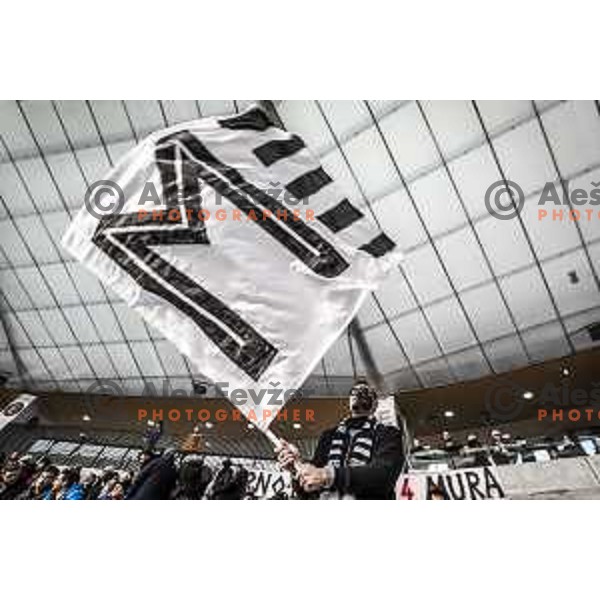 Fans of Mura during soccer match between Maribor and Mura, Round 20 of PLTS 2018/19, played in Ljudki vrt, Maribor, Slovenia on February 23, 2019