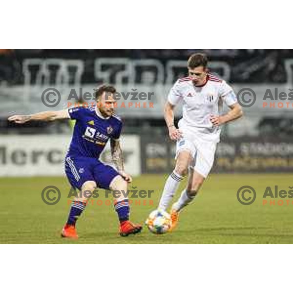 Dino Hotic in action during soccer match between Maribor and Mura, Round 20 of PLTS 2018/19, played in Ljudki vrt, Maribor, Slovenia on February 23, 2019