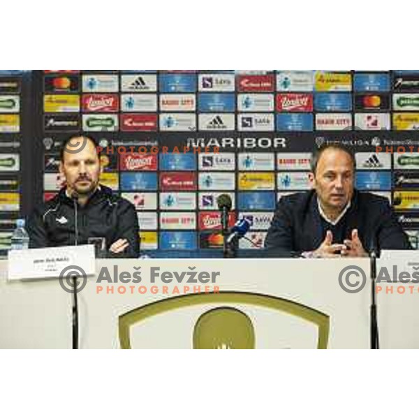 Ante Simundza and Darko Milanic at the press conference after the soccer match between Maribor and Mura, Round 20 of PLTS 2018/19, played in Ljudki vrt, Maribor, Slovenia on February 23, 2019